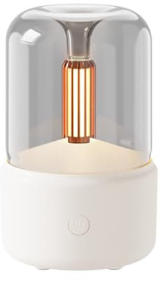 Candlelight lamp Aromatherapy Machine, 120ml Essential Oil Diffusers, Cool Mist Humidifier, Candlelight Lamp Aromatherapy Diffusers, with Auto-Off Protection, for Bedroom, Office Cylinder-White