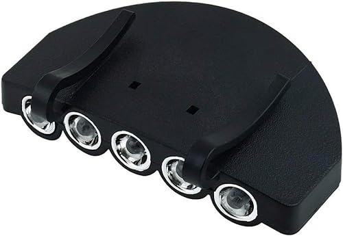 Linterna Frontal LED, lámpara Frontal, Gorra, luz for Sombrero, Linterna Frontal de 5 LED, Gorra giratoria, luz de Visera, luz for Sombrero con Clip, Manos Libres for Acampar y Pescar