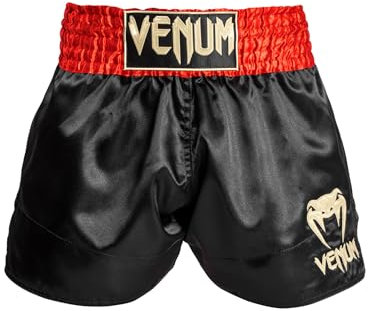 Venum Herren Classic Muay Thaibox Shorts, Rot/Schwarz/Gold, XL Slim Kurz EU