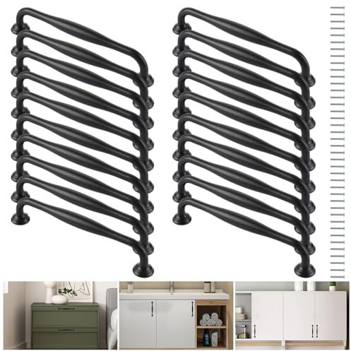 FWEEK 20 Stück Küchengriffe Schwarz, Griffe Schrank Türgriff, 128mm Schwarze Möbelgriffe Schrankgriffe Aluminiumlegierung Griffe, Schubladengriffe Möbel Türgriffe Bogenzüge für Küche