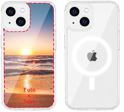 MXCUSTOM Personalisierte Handyhülle für Apple iPhone 14, Benutzerdefiniert Hülle mit Eigenem Foto Bild Text Schutzhülle [Weicher Polsterstoßfänger + Harter Rückseite] (HMC-CR-P1)