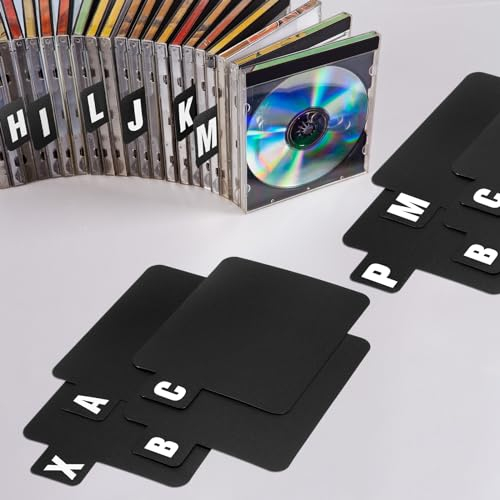 MotiMind 26 Pcs Vinyl Record Dividers A-Z DVD Alphabetical Organizer Dividers File Dividers with Alphabet Tabs Storage Cd Record Holder Index Card for Records Albums File, One Side Printed