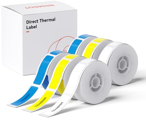NIIMBOT Etiketten Selbstklebend, 12.5 x 109mm Thermo Etikettenband, Kompatibel mit D110 D11 D101 Etikettendrucker, 6 Rollen