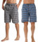 YUSHOW Short Pyjama Homme Coton Doux Confortable Bas de Pyjama Court Vêtement Nuit d'été à Cordon Léger,Noir Carreaux+Bleu Carreaux,L