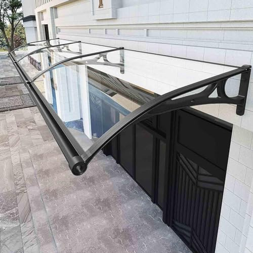 YWQJL Vordach FüR HaustüR Mit Seitenteil Rinne Aluminium Metallgestell,üBerdachung HaustüR Mit Seitenteil Regenrinne,FüR DraußEn Terrasse,Balkon,Garten,Kellertreppe,Hauseingang,Transparent1-120x300cm
