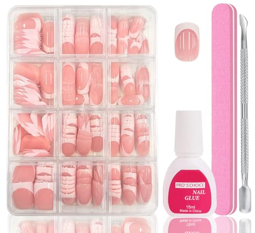 240 Stück French Press On Nails - Square Full Cover Nageltips für Gelnägel - Falsche Nägel Tips Set mit Kleber Acryl Nagel Tips Nägel Zum Aufkleben für Damen und Frauen (Deep Arc Square)