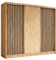 Margaret Hadas24 Kleiderschrank Erika mit Lamellen ohne Spiegel, Organizer, Mehrzweckschrank, Schwebetürenschrank, Garderobenschrank, Kleiderstange, Kleiderständer, Flurschrank, 240 cm, braun, schwarz