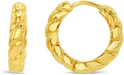 ARS-ARGENTI Creolen Ohrringe Damen Mädchen Sterling Silber 925 Gold 18K - hypoallergen (Dezente Creolen - Ideal für den Alltag! EVERLY Sterling Silber 18K vergoldet 13x3mm)