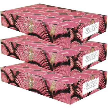 pajoma® Teelichte 3er Pack, Grapefruit-Cassis | 90 Duft-Teelichte in Aluminiumhülle, Brenndauer ca. 4 Stunden - Höhe 1,5 cm ø 3,5 cm | Premium Qualität | Deko, Gastronomie