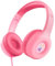 Trust Nouna Auriculares con Cable para Niños 4-10 Años, Límite de Volumen (85dB), Cascos Plegables con Micrófono Incorporado y Adhesivos, Cable 3.5mm, Auriculares Infantiles para Switch, Rosa