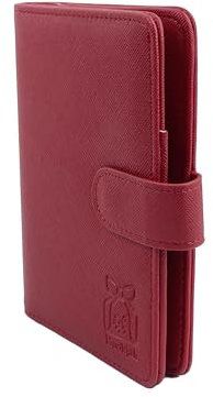 Bookjah Rfid Blocking Passport and Credit Card Holder - Pu Leather Travel Document Holder with Magnetic Closure and Multiple Compartments – Best for Holiday Essentials (Rosso scuro)