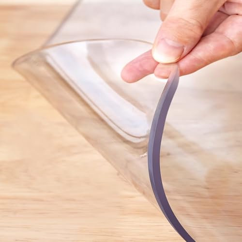 kefu01 Protector de Mesa Transparente de PVC de 1.5mm para Trabajo Pesado,Mantel Rectangular,Cubierta de Mesa con Bisel de 75°,Mantel de Escritorio Sin Encogimiento y Sin Olor (50x100cm/20x39in)