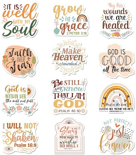 Bible Verse Fridge Magnets Decorations, 12 Pcs Boho Christian Faith Inspirational Quote Scripture Magnetic Stickers for Refrigerator Locker Whiteboard Decor, Christian Gifts
