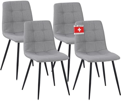 Albatros Bora - Silla de comedor con funda de tela, juego de 4 unidades, color gris, elegante diseño vintage, soporta hasta 110 kg, silla tapizada, moderna silla de cocina, comedor o mesa de comedor