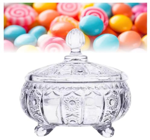 Glass Sugar Bowl, Glass Candy Jars with Lids, Glass Decorative Glass Jar | Candy Jar Storage Jars, Crystal Glass Storage Jars Glass Storage Jar with Lid, Glass Candy Cup(Clear,12x14.5cm)