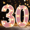 DyingSwan Led Light Up Numbers, 30th Birthday Decorations, Marquee Numbers Lights, Battery Powered Light Up Sign for 30 Decor Party (Pink Glitter)