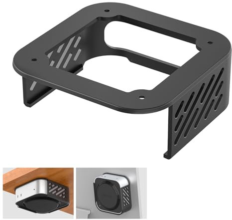 NewHail Under Desk Mount for Mac Mini M4/M4 Pro, Under Desk Stand and Wall Mount with Heat Dissipation Design, Compatible with 2024 Mac Mini M4/M4 Pro, Black