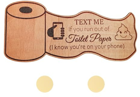 Tabanzhe Funny Toilet Paper Sign Wooden Hanging Bathroom Door Sign Plaque Decorative Fun Joke Wall Art for Home Cafe Farmhouse Decoration Signs