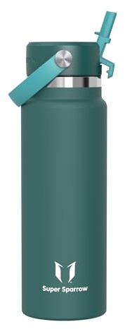 Sparrow Borraccia Termica 500ml/750ml/1L - Borracce Bambini con Cannuccia | Bottiglia Senza BPA & Perdite, Lavastoviglie, Caldo & Freddo, Scuola,Sport,Viaggio - SwivelSip Borraccia Tappo Flex Cannuccia