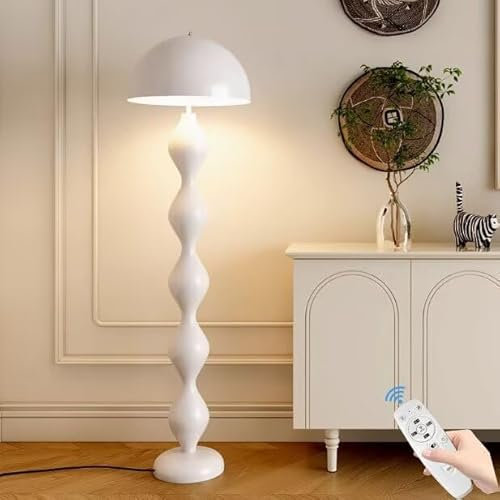 AstrizLamp Lampe sur Pied Style Crème - Blanc Champignon Lampes sur Pied, Dimmable avec Télécommande & Interrupteur au Pied Lampe de Lecture, LED Moderne Lampe d'Appoint Décoration Créative