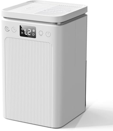 Deumidificatore Casa Elettrico Anti Muffa 2200ml Portatile - Ultra Silenzioso, Timer 2-12h, Spegnimento Automatico | LED 7 Colori | Per Bagno, Camera, Armadio (Bianco puro)
