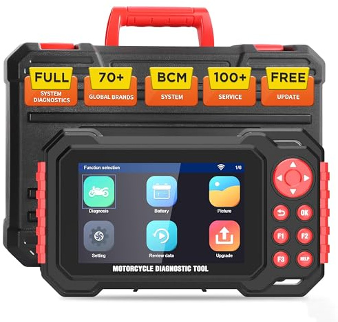 Motorcycle Diagnostic Tool M7 Full System OBDII Code Reader Scanner 5 IPS | ECM ABS TPMS IMMO test, 70+ bike brands, 19 languages, free lifetime Wi-Fi update