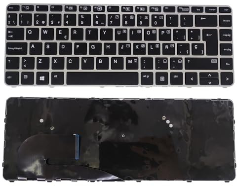 LZZSEOZ Teclado para portátil HP Elitebook 740, 745, 840 G3, G4, 843, 745-G3, Marco Plateado