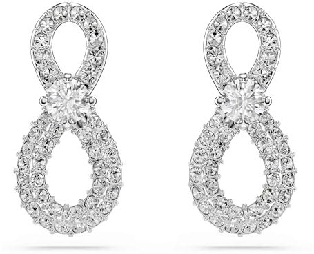 Swarovski Hyperbola Kollektion Ohrstecker, Rundschliff, Pavé, Unendlichkeit, Weiß