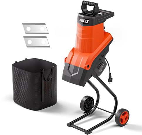 AIVOLT Biotrituratore Elettrico 2500W, Spessore del Ramo 45 mm | Trituratore Rami e Foglie Sacco di Raccolta da 50 L, un Paio di Lame di Ricambio Incluso