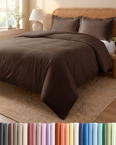 Bettwäsche-Set 3-teilig 155x220 - Mikrofaser Kissen 80x80 - Braun
