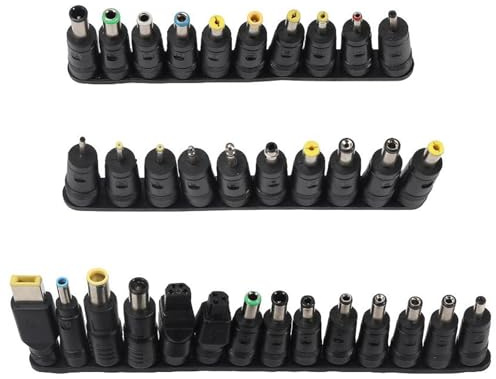AEDIKO 34 in 1 Barrel Jack Adapter 5.5 x 2.1mm Universal DC Barrel Connector Jack DC Tip Set Socket Plug Accessories for Laptop Charger Power Supply Plug