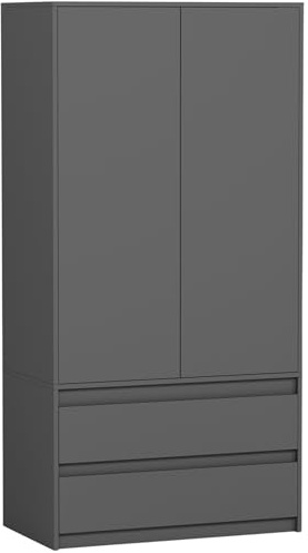 Framire Kleiderschrank Anthrazit 90x51x180 cm – Schrank mit 2 Türen, 4 Regalfächern & 2 Schubladen, modernes Design für Schlafzimmer, Flur und Wohnzimmer