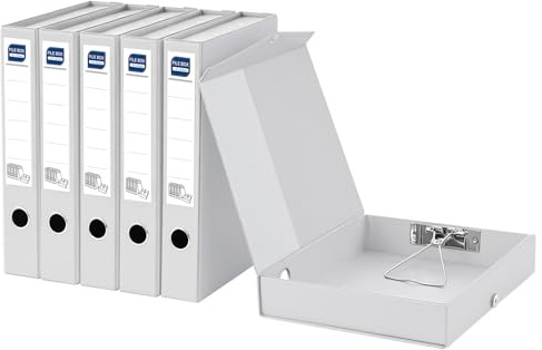 POERMA Archivbox A4, 6 Stück Archiv-Schachtel mit 50mm Breit Rücken, Grau | Aktenboxen A4 mit Deckel, Faltbarer Dokumentenbox aus Kunststoff für Büro, Schule