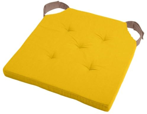LOVELY CASA Duo Sitzkissen Klettverschluss, Baumwolle, senf/Taupe, 38 x 38 x 4 cm