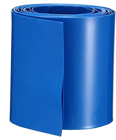 sourcing map Guaina termorestringente per batteria, lunghezza 2 m, diametro 35 mm, larghezza piatta 56 mm, tubo termorestringente in PVC per batterie AAA, blu