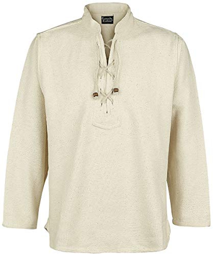 Leonardo Carbone® Handgewebtes Hemd Ingolf - Mittelalter Kleidung, Mittelalter Hemd Herren, LARP-Kleidung, Festival Outfit, Karneval Kostüm Herren, Freizeithemden Langarm - 100% Baumwolle