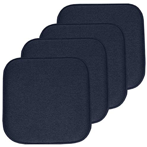 Sweet Home Collection Stuhlkissen, Memory-Schaum-Pads, Wabenmuster, rutschfest, Gummi-Rückseite, abgerundet, quadratisch, 40,6 x 40,6 cm, Charlotte Navy – 4 Stück
