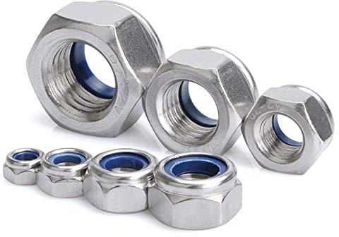 YOFASEN Edelstahl Nylonmutter - M22/M24/M27/M30 Hohe Härte Nyloneinsatz-Kontermutter Sechskantmuttern Sicherungsmuttern Befestigungen Silber, M22(2pcs)