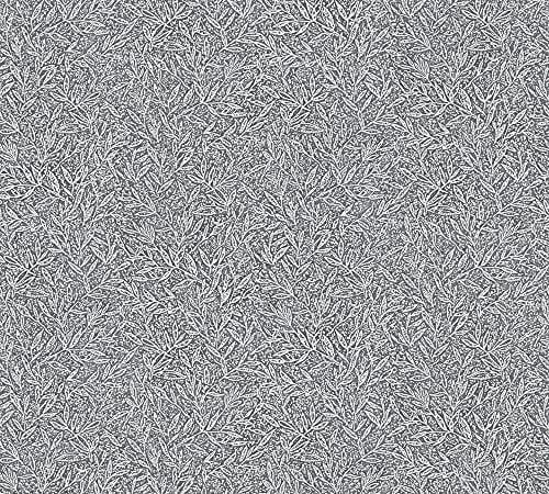 A.S. Création Blumentapete Attractive Tapete mit Blättern Vliestapete schwarz silber grau matt glänzend fein strukturiert 378372