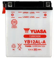 Batterie moto Yuasa YB12AL-A Dry - Livré sec - 12 V 12 Ah - Dimensions: 134 x 80 x 160 mm
