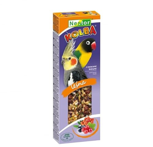 Twin Pack Cockatiel Parrot FOREST FRUITS Seed 2x Sticks Parrots Large Parakeets Cockatoo 115g Bird Food Budgie Canary Finches Seeds Birds Conures Treats Cockatiel Snacks Pack of Two + Hooks