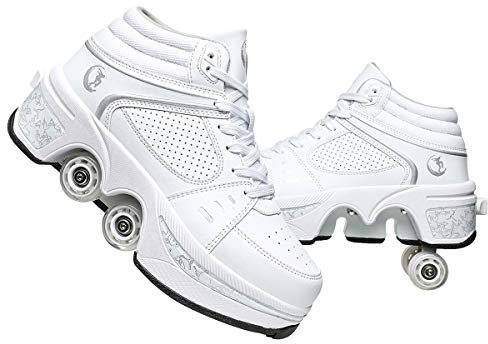 Pinkskattings@ Damen Und Mädchen Rollschuhe ，Schuhe Mit Rollen fuir Jungen Und Herren,Sneakers und Rollen Skate Shoes 2-in-1，Kinderschuhe Skateboard Schuhe (C, EU36)