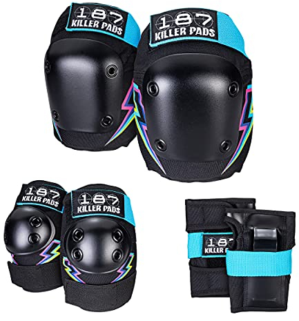 187 Killer Pads Juego de seis almohadillas, coderas, rodilleras y muñequeras – Ideal para patinaje, patinaje sobre ruedas y patinaje en línea