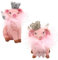 Keramik Deko-Schweine mit Krone und Glitter im 2er Set, in Pink-Rosa, L/B/H 4 x 5 x 8 cm.