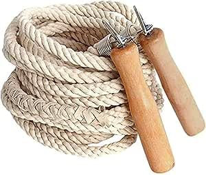 Lange Springseil, Mehrspieler-Seil, Springseil mit Holzgriff für Schule, Sport, Outdoor-Aktivitäten, Fitness&Training 3 m - 5 m – 7 m – 10 m (5meter)