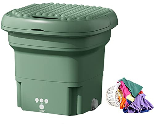 Mini Washing Machine Camping Washing Machine Foldable Washing Machine with Handle Ozone Sterilization for Clothes Toy Towel Home Dormitory(UK Plug) (Green new)