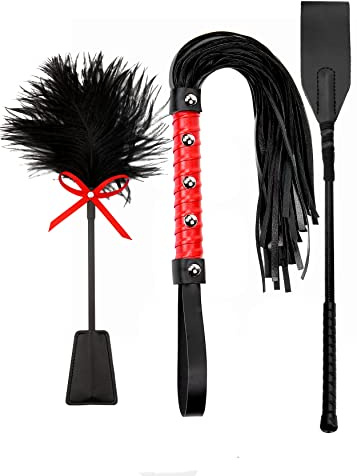 MALINERO Whip French Tickler, Leather Whip, Feather Tickler, Whip for Couples