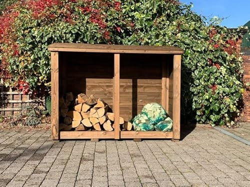 STAFFORDSHIRE GARDEN FURNITURE | HEAVY DUTY WOODEN LOG STORE | FIREWOOD STORAGE, Brown