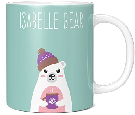Mug Monster - Personalisiertes Set mit Familien-Weihnachtsbechern, Eisbär-Design mit individuellem Namen, perfekt für heiße Schokolade, Weihnachtsstrumpffüller, Heiligabend Box Füllstoffe für Kinder