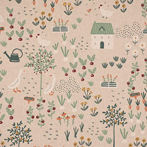 SCHÖNER LEBEN. Dekostoff Farmhouse Cozy View Bauernhof Garten Natur bunt 1,40m
